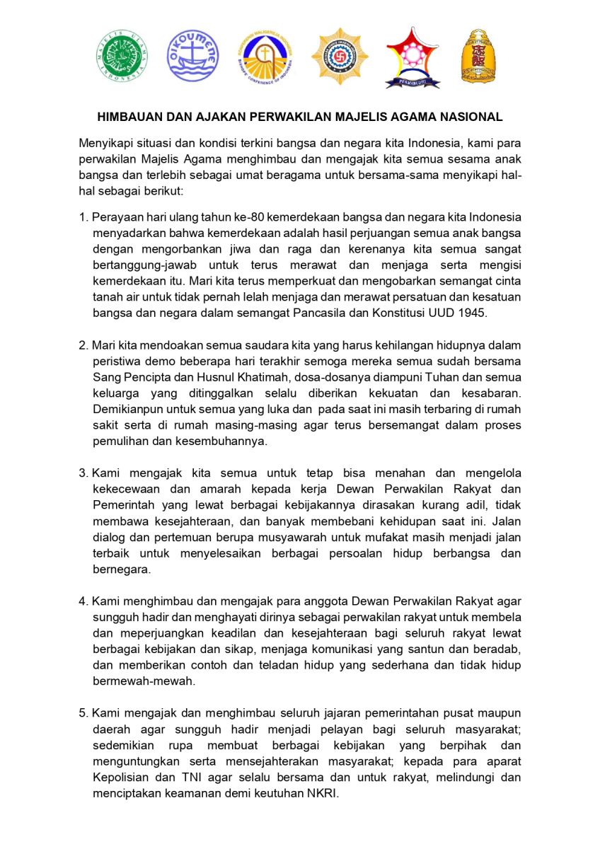 Seruan Damai Majelis Agama: Menjaga Persatuan di Tengah Ujian Bangsa